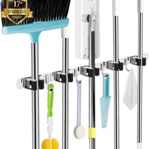 5 Racks and 4 Hooks Mop and Broom Holder Wall Mount